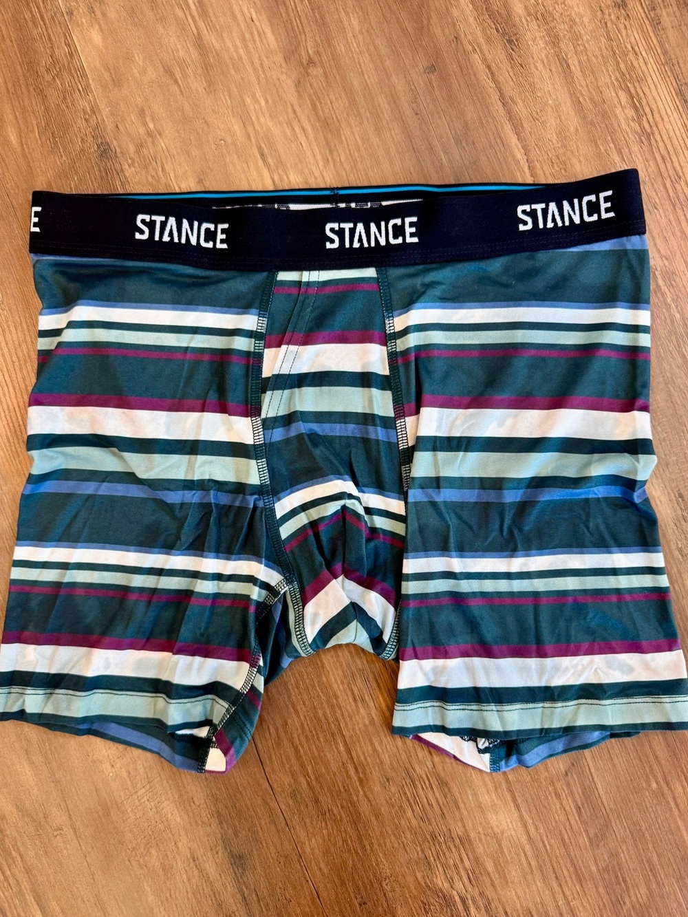 Stance Men's Teal Striped The Boxer Briefs Poly Blend - Small